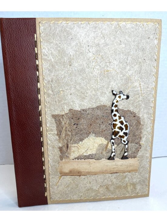 Hand Made Artwork From Africa Other - Handmade Africa Art Book Kenya Notebook Journal Giraffe Bead Pen Recycled Paper